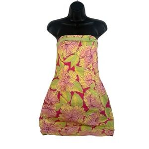LILLY PULITZER Floral Hibiscus Print Strapless‎ Dress sz 6